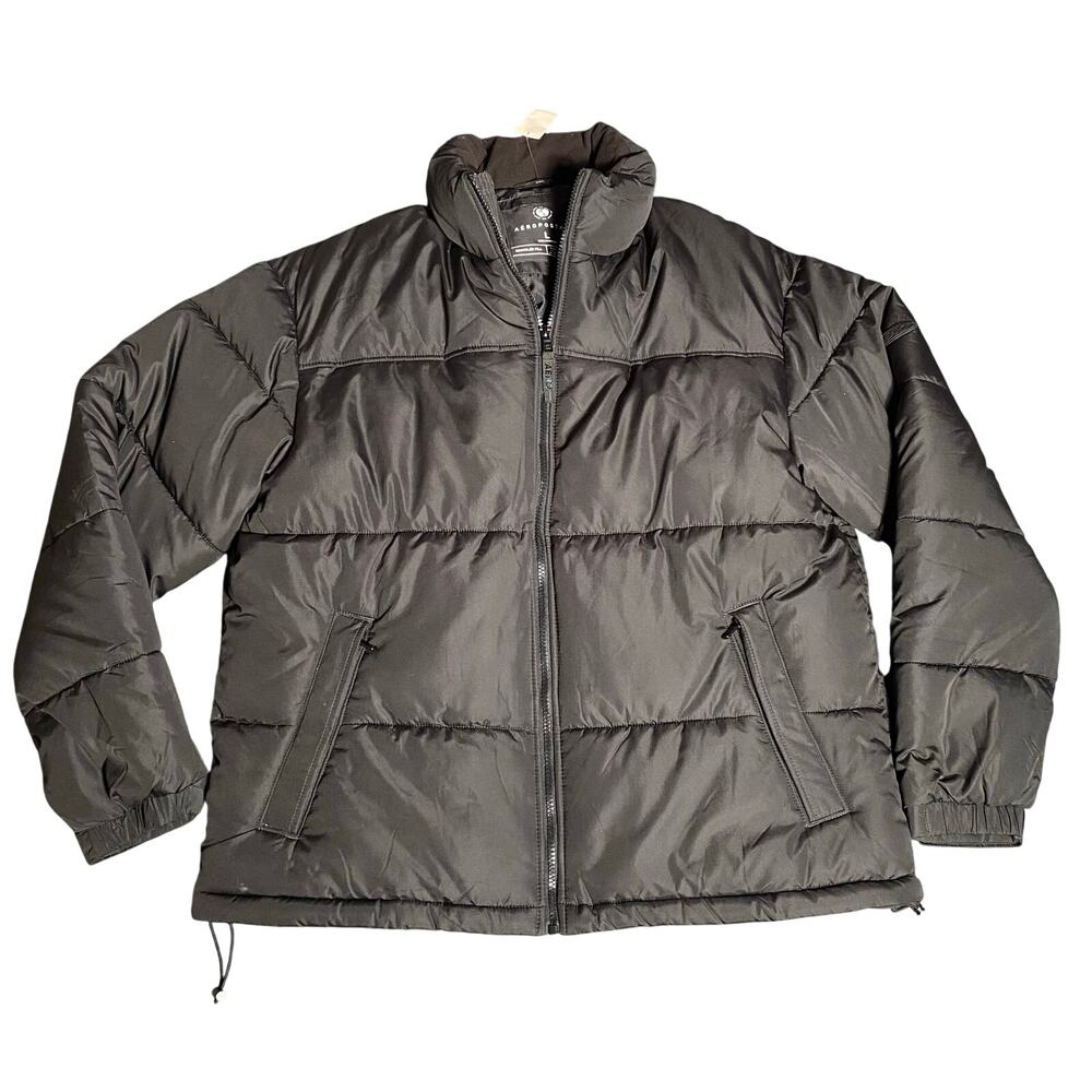 Aeropostale Black Heavyweight Quilted Puffer Jacket- Men’s Large